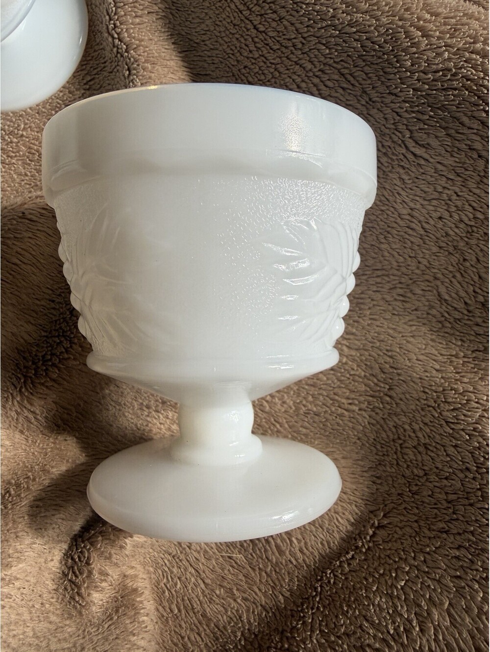 Grape And Leaf Milk Glass Sherbet Anchor Hocking Vintage Mid Century 1950s
